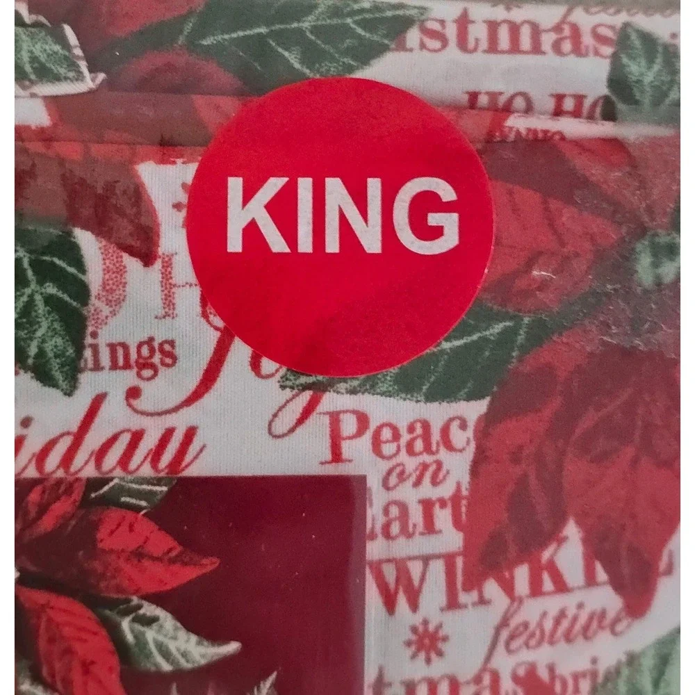 Lifestyles Home King Sheet Set Red White Floral‎ Christmas Holidays 4pc NEW